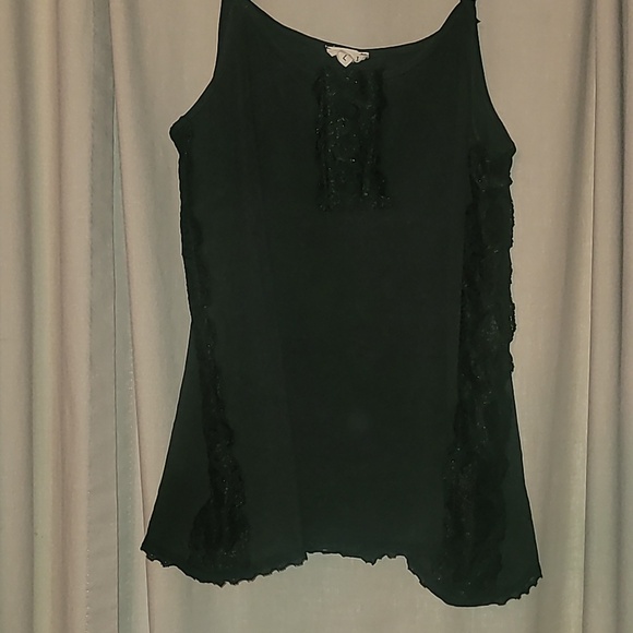 POL Black Knit Lace Side Henley Tank Top - Picture 7 of 7